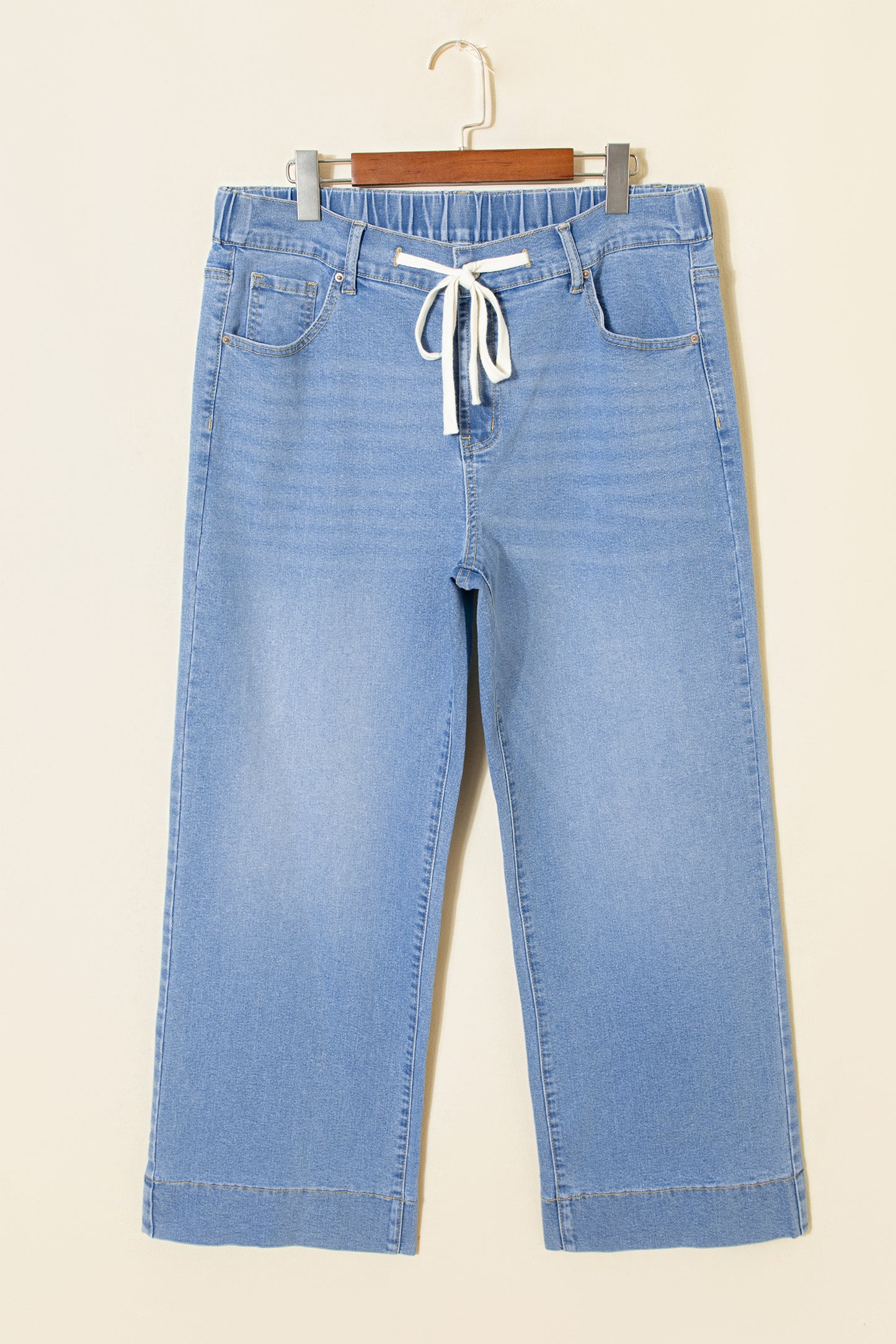Blue Acid Wash Contrast Lace-up Plus Size Jeans