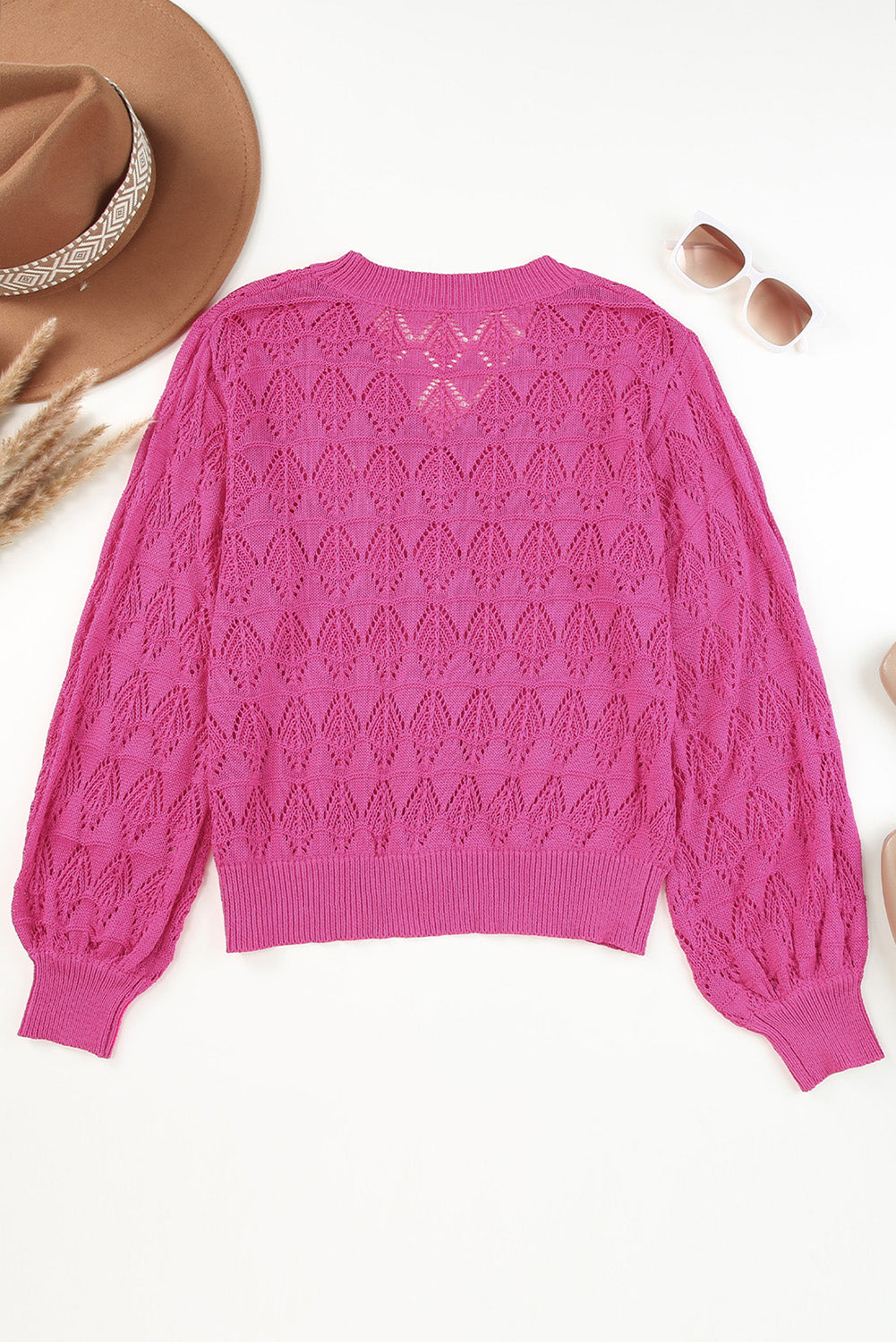 Black Lightweight Buttoned Front Crochet Cardigan