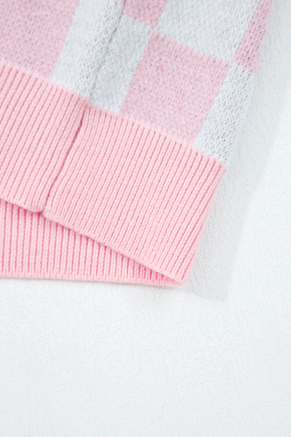 Red Checkered Christmas Tree Pattern Button V Neck Knit Cardigan