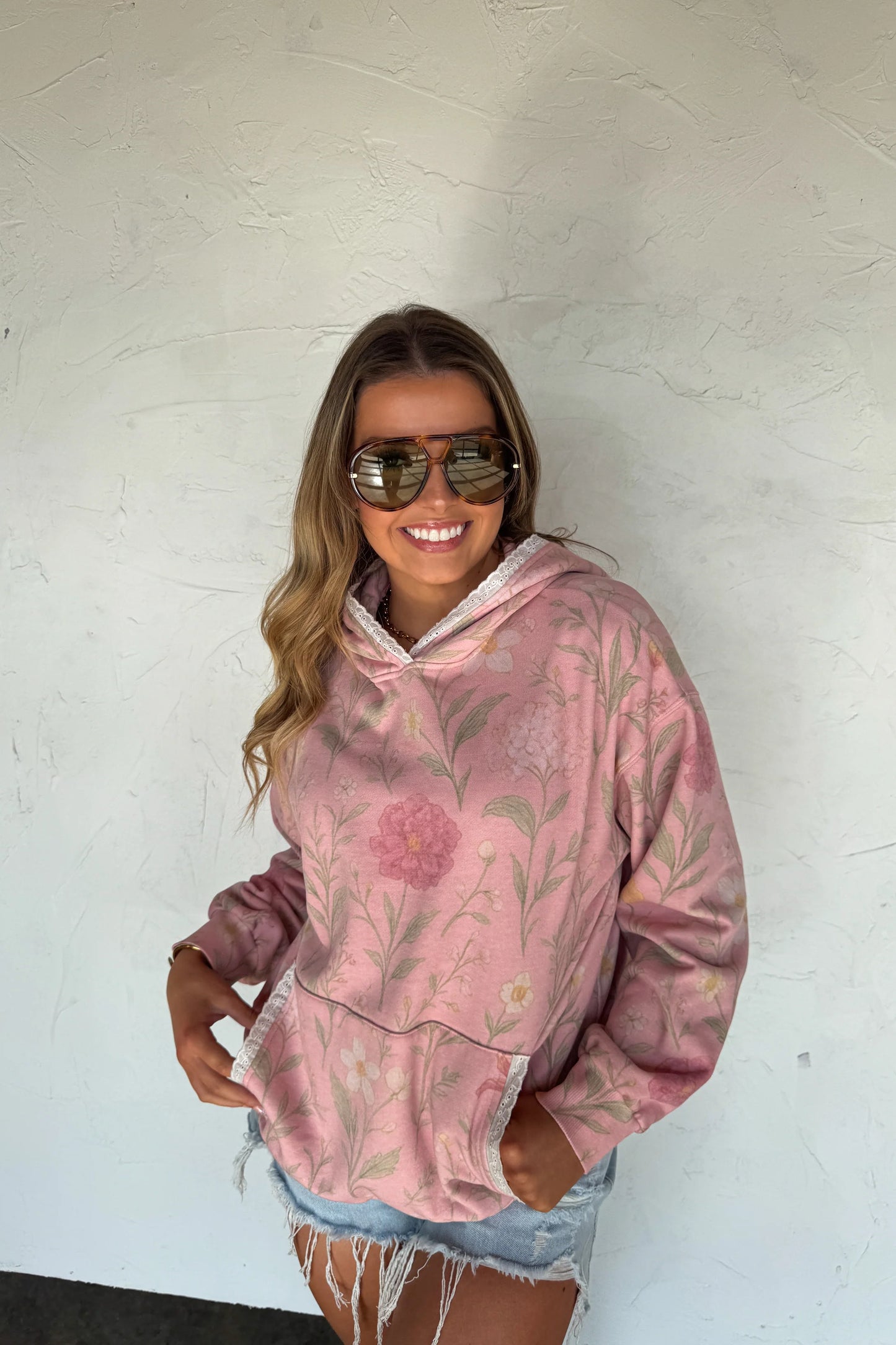LACE FLORAL HOODIE