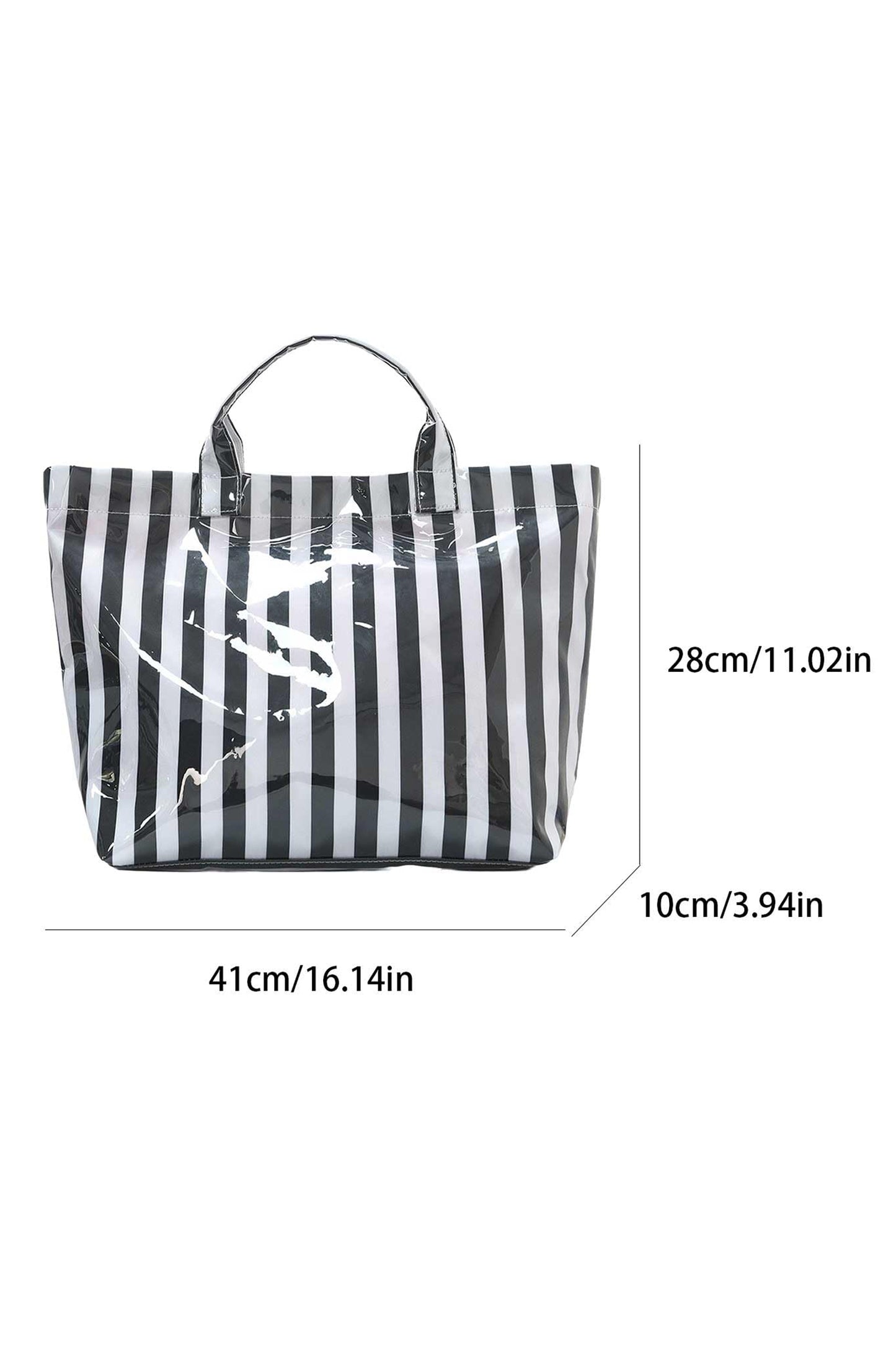 Pink Glossy Striped Vinyl Large Tote Bag