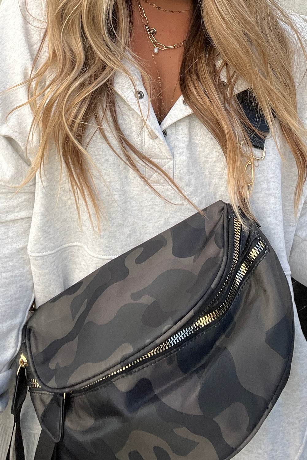 Coffee Leopard Print Double Zipper Crossbody Bag