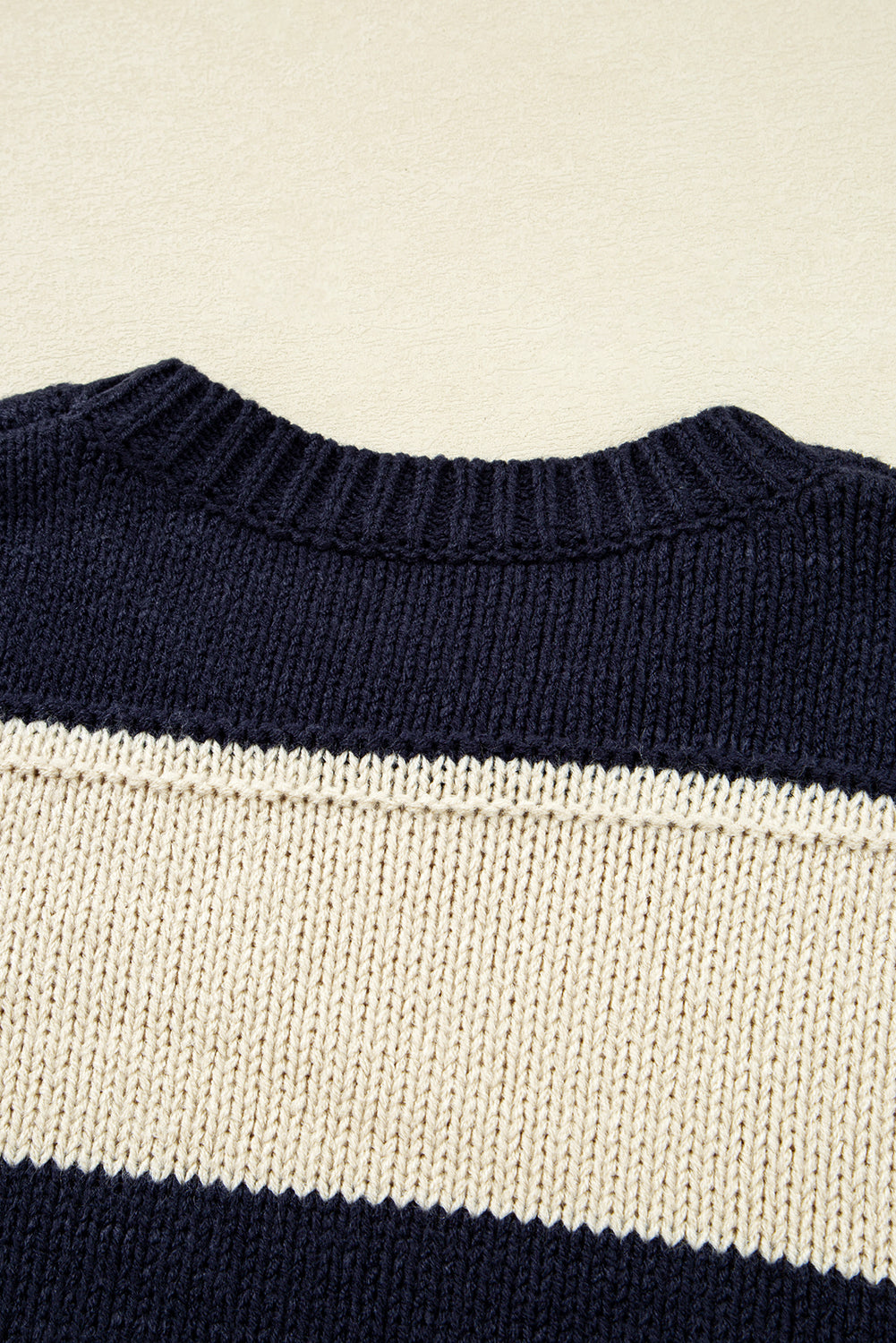 Blue Striped Plus Size Drop Shoulder Sweater