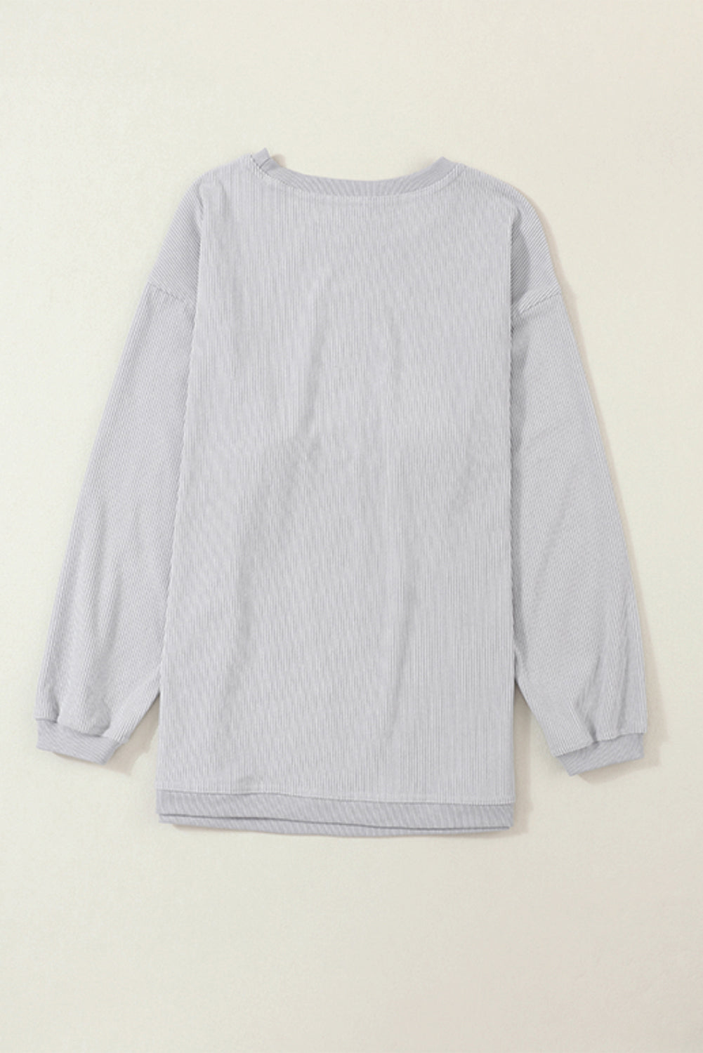 Light Pink Plain Drop Sleeve Crinkle Rib Oversized Sweatshirt