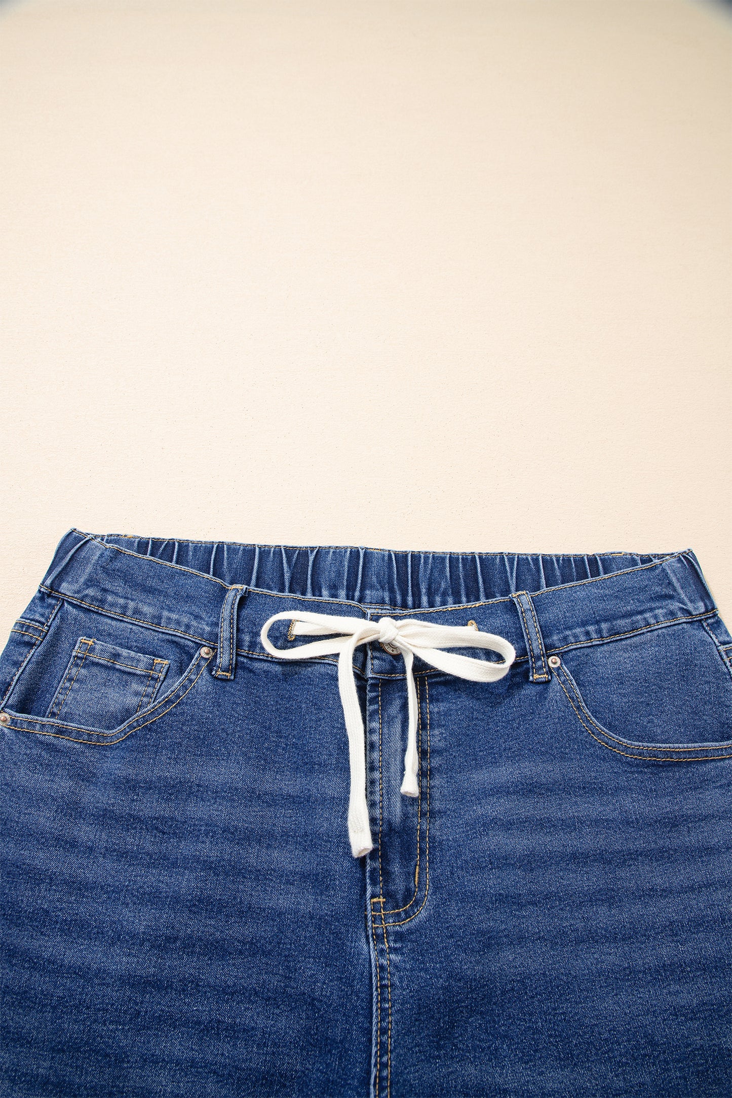 Blue Acid Wash Contrast Lace-up Plus Size Jeans