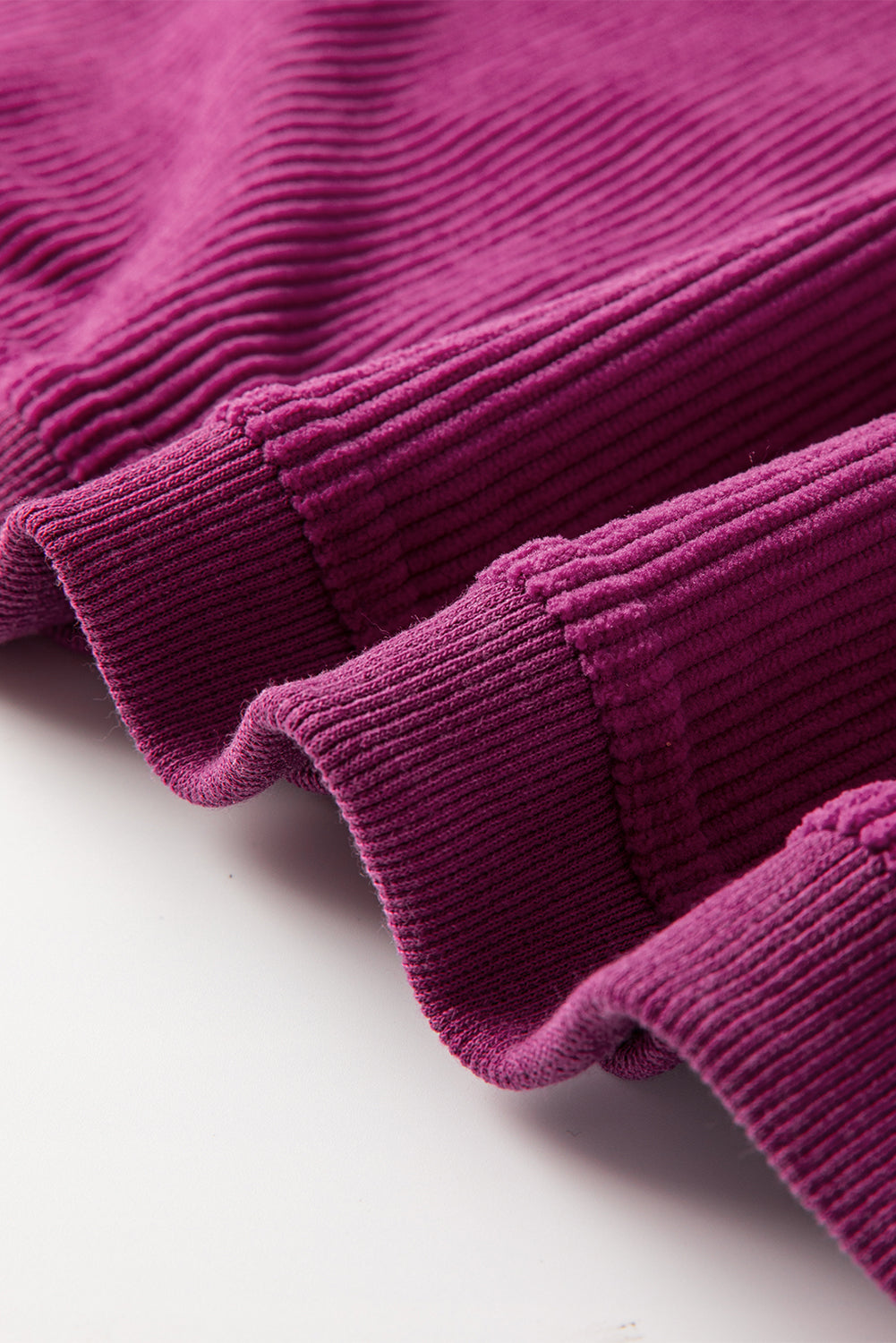 Light Pink Plain Drop Sleeve Crinkle Rib Oversized Sweatshirt