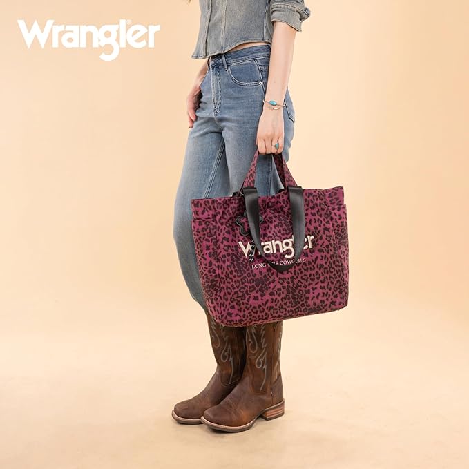 Wrangler Leopard Print Large Tote/Crossbody - Purple