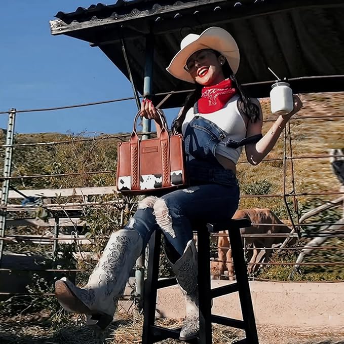Wrangler Tote Bag for Women Western Cow Print Purse