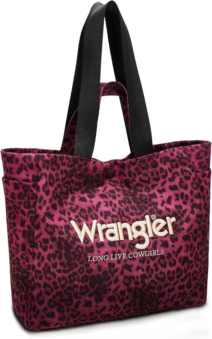 Wrangler Leopard Print Large Tote/Crossbody - Purple