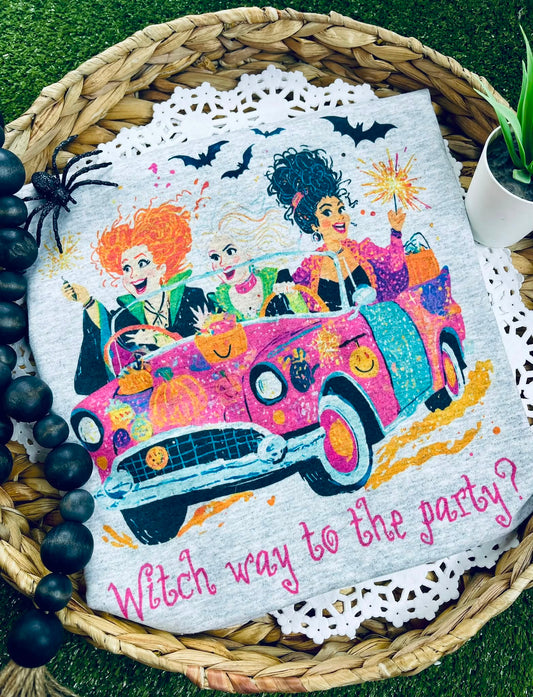 Witch Way to the Party Halloween Graphic Tee