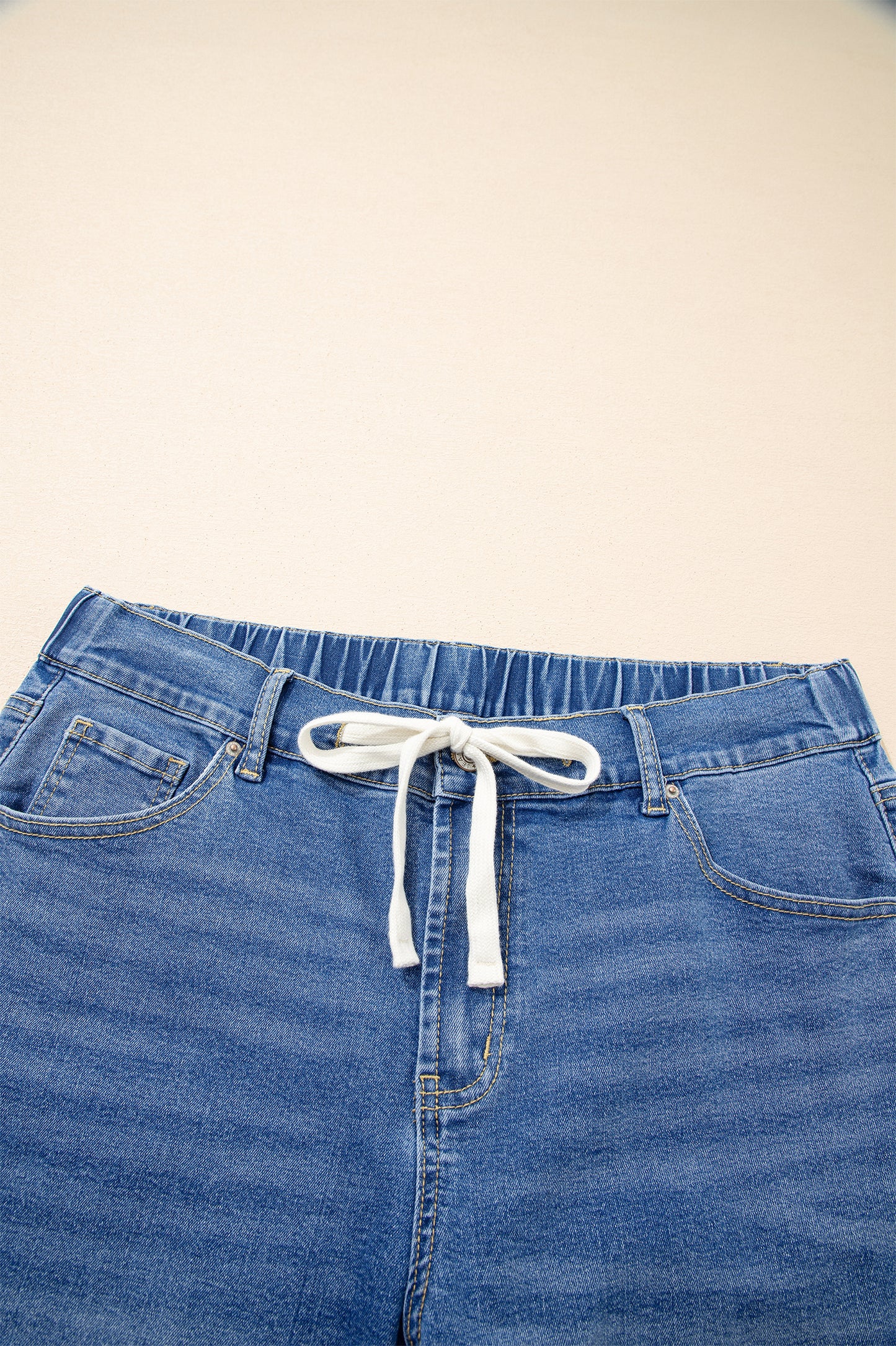 Blue Acid Wash Contrast Lace-up Plus Size Jeans