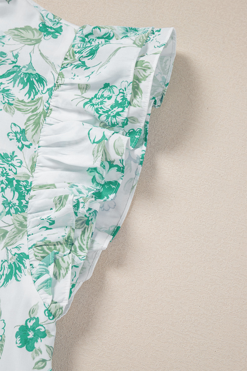 Floral Print Ruffle Sleeve Frilly Button Up Shirt