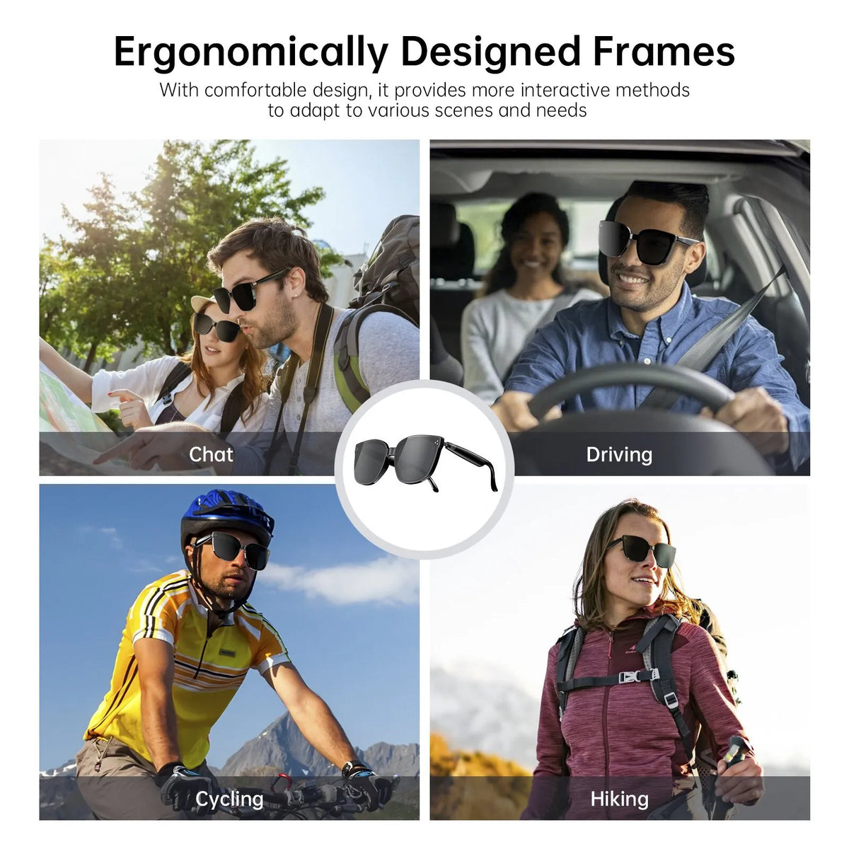 Bluetooth Sports Sunglasses with Music and Call Headphones, Smart Glasses for Men and Women