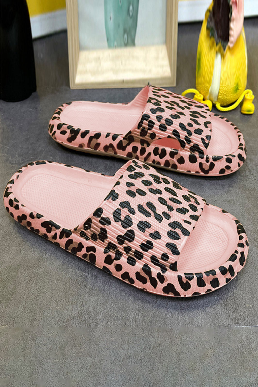 Leopard Cloud Slides Thick Flat Slides Shoes