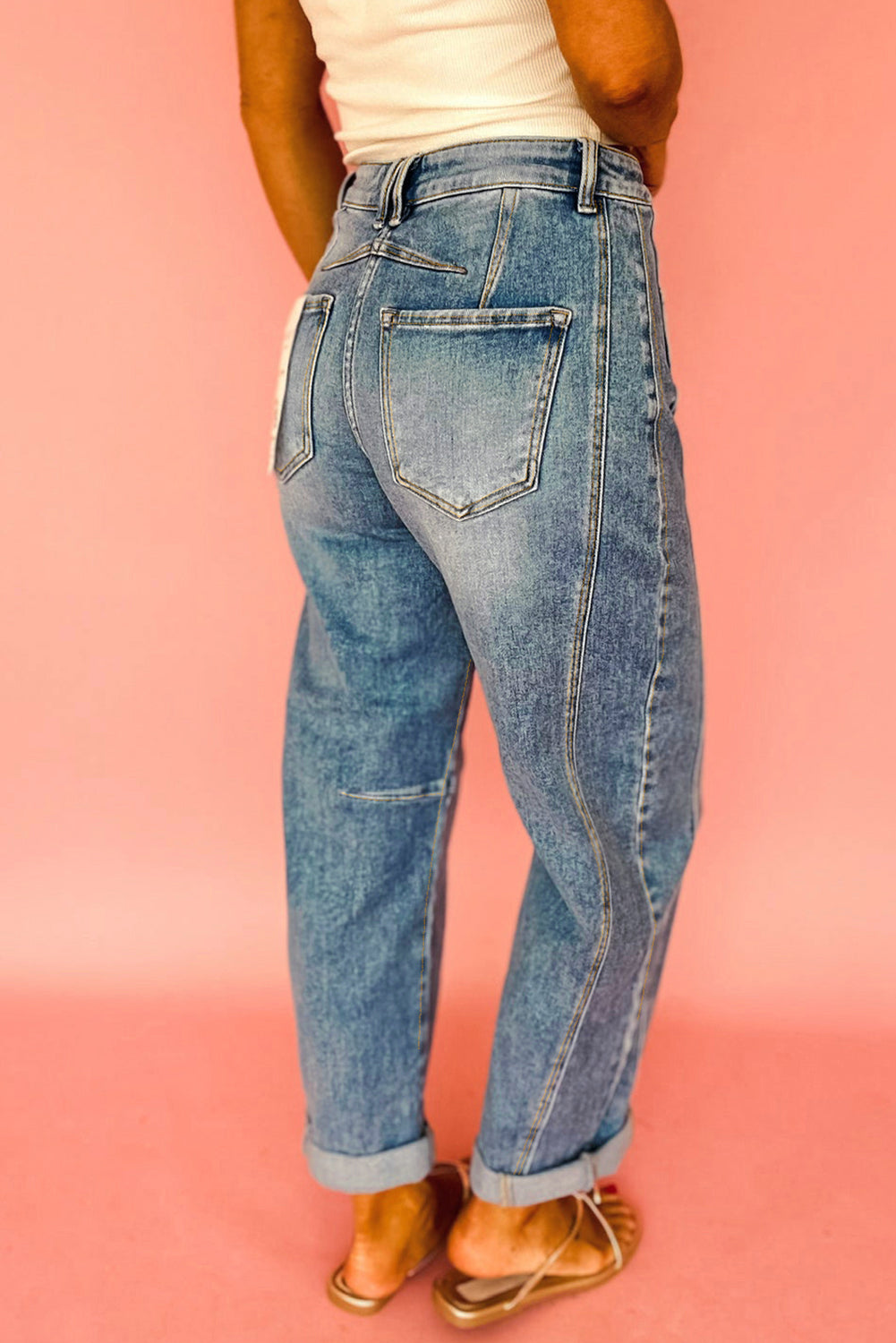 Dusk Blue Vintage Washed Seam Detail Jeans