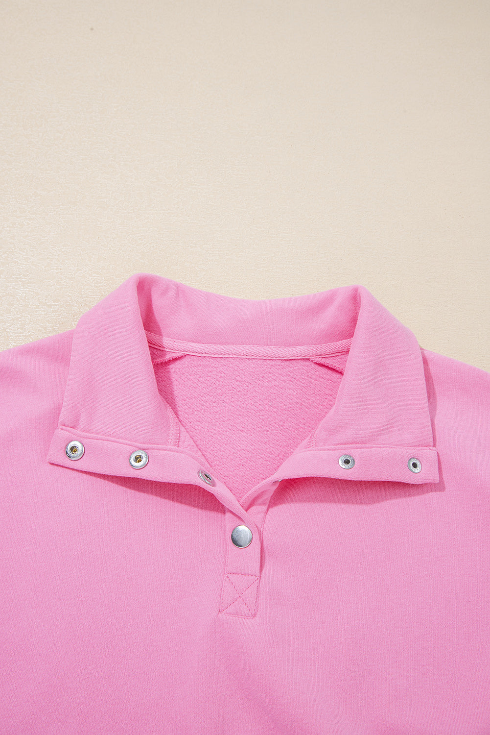 Bonbon Embroidered Flower Patchwork Snap Buttons Pullover Sweatshirt