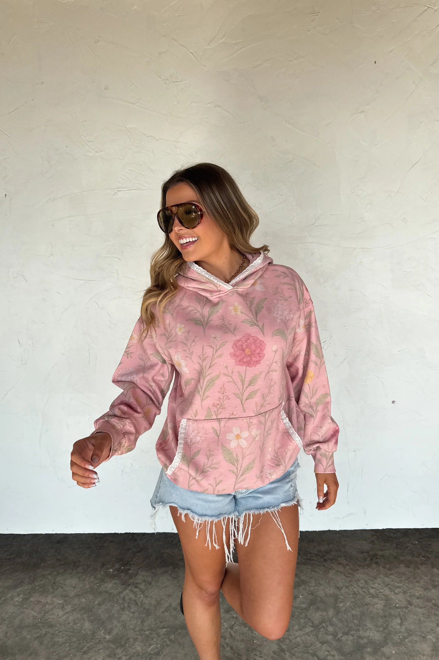 LACE FLORAL HOODIE