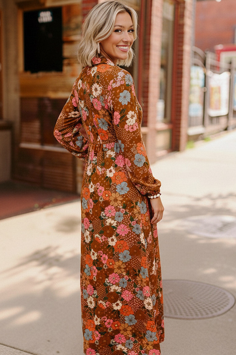Groovy Garden Rust Maxi Dress
