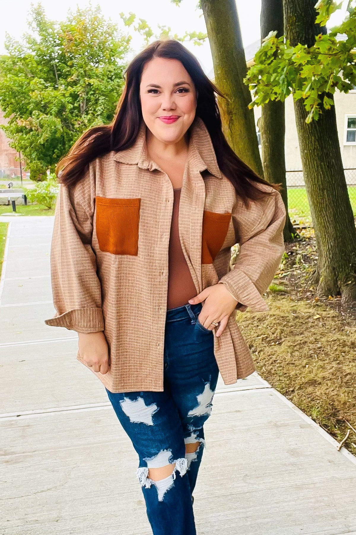 Start Your Day Rust Flannel Plaid Oversized Shacket