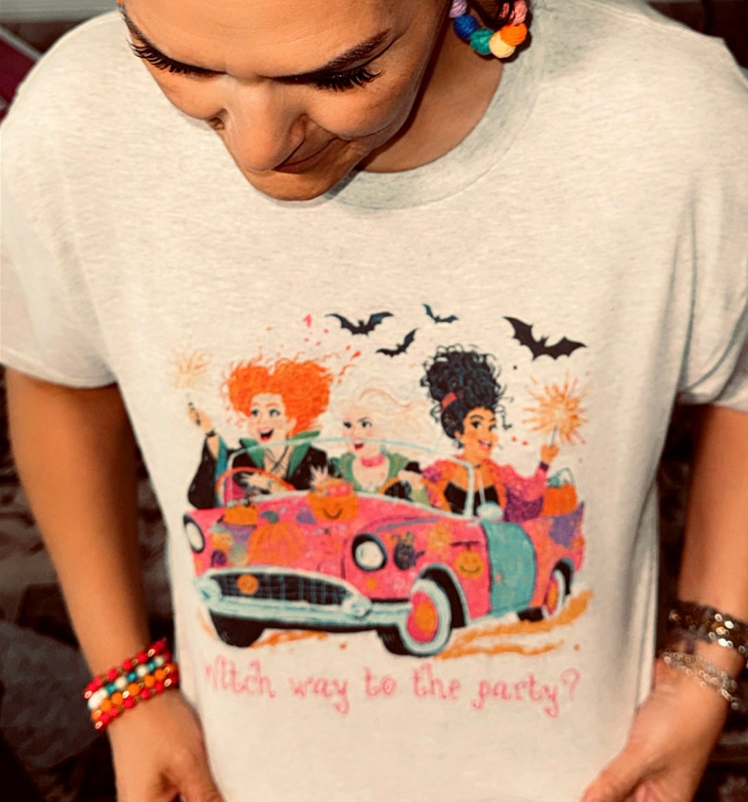 Witch Way to the Party Halloween Graphic Tee