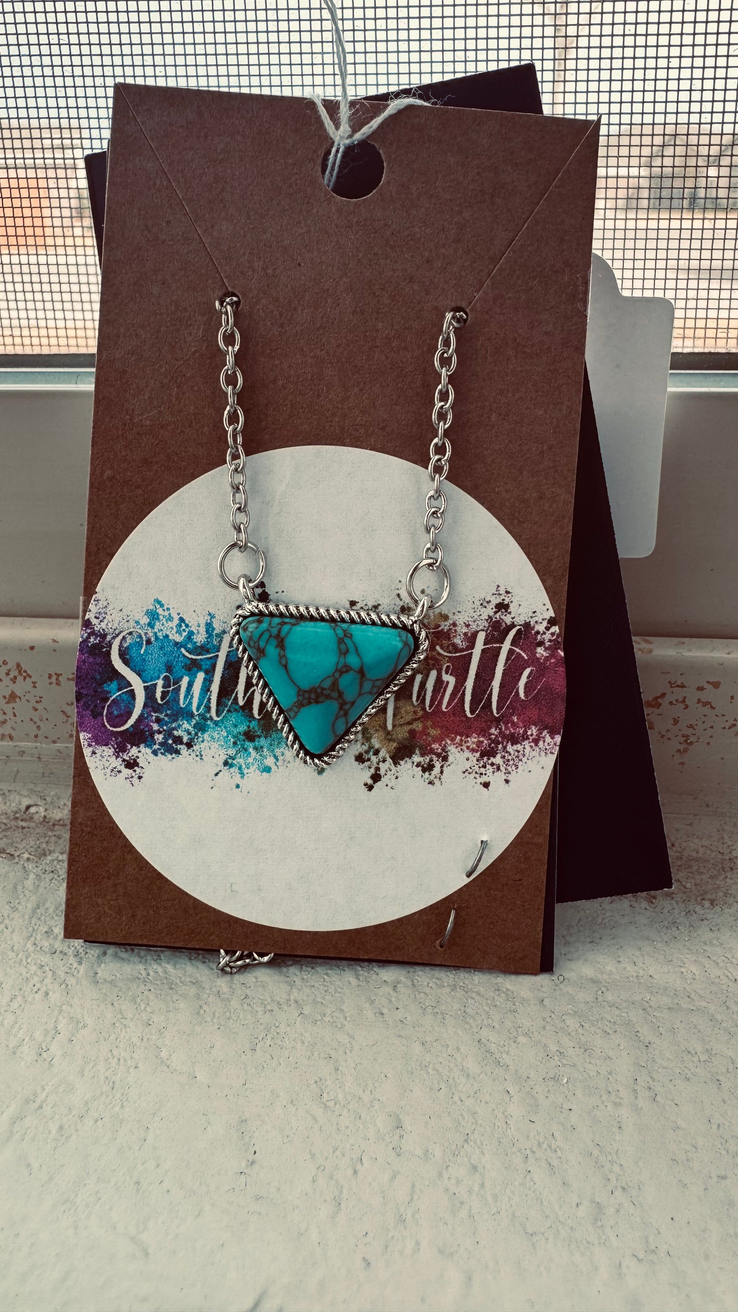 Turquoise Triangle Pendant Necklace