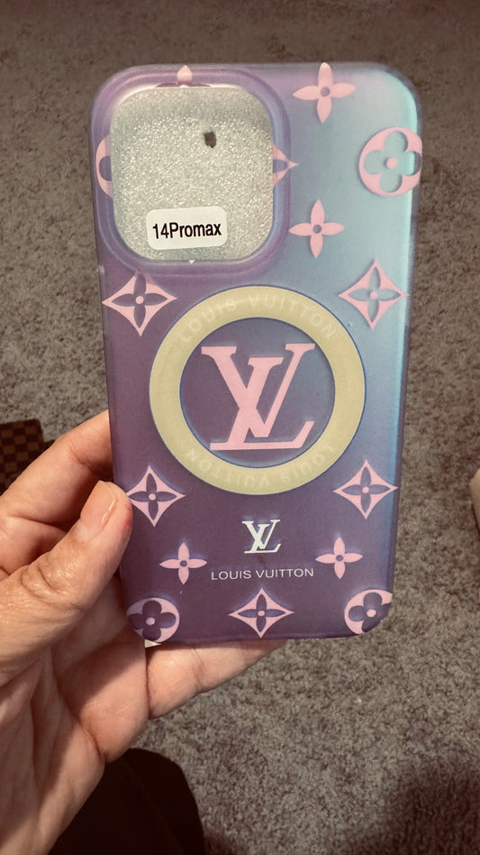 Neon LV Monogram Case for iPhone 14 ProMax – Slim MagSafe TPU