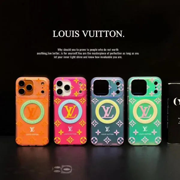 Neon LV Monogram iphone 15 ProMax Case – Slim MagSafe TPU