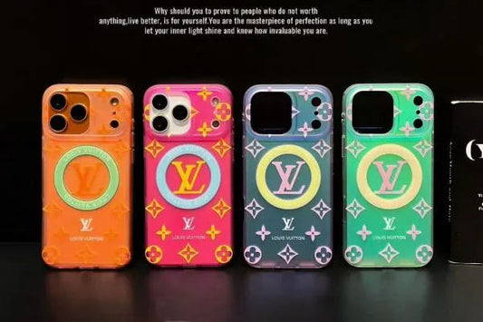 Neon LV Monogram iphone 15 ProMax Case – Slim MagSafe TPU