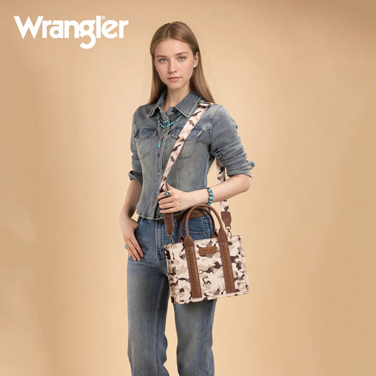 Wrangler Camo Print Tote/Crossbody -Brown