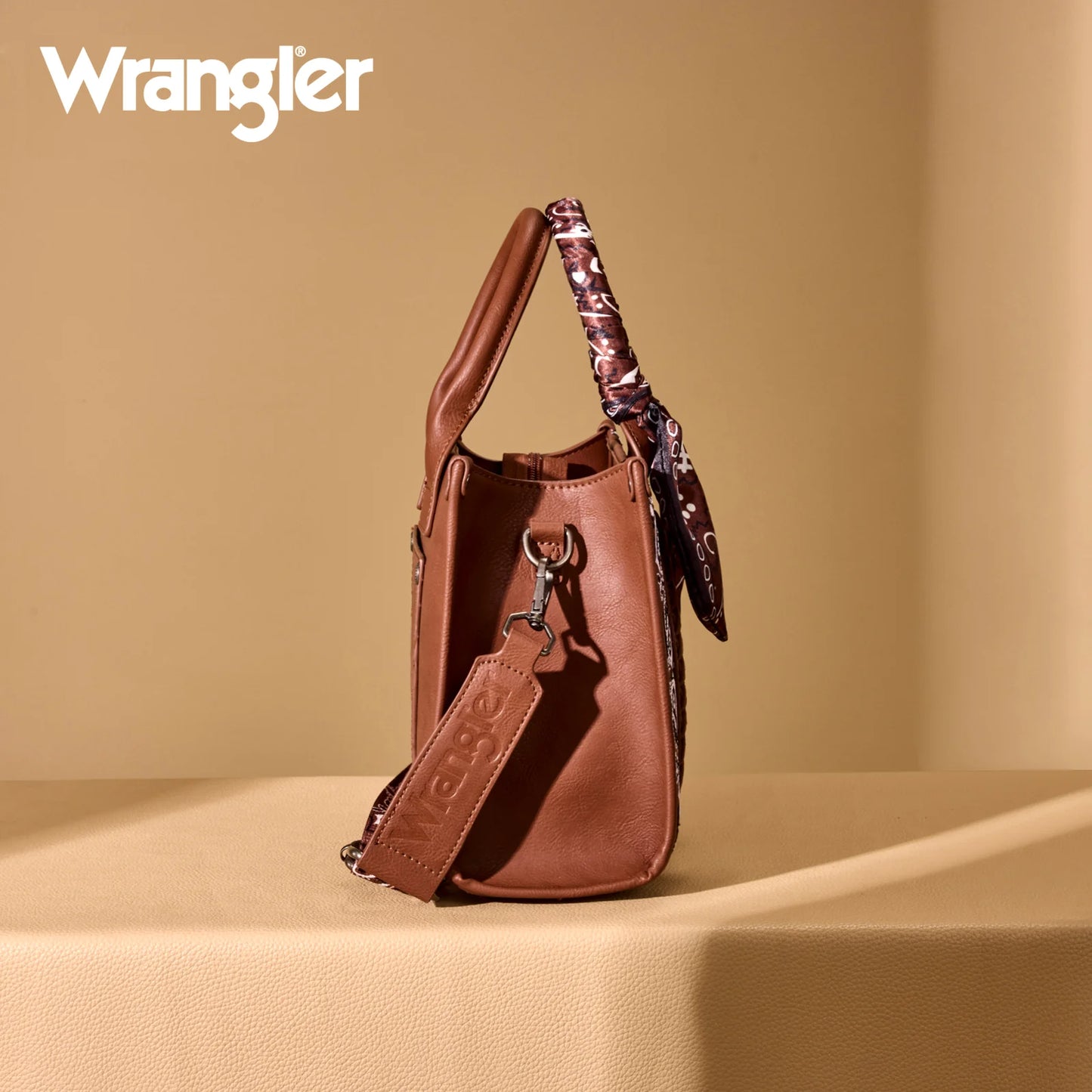 Wrangler Bandana Paisley Print Tote/Crossbody -Brown