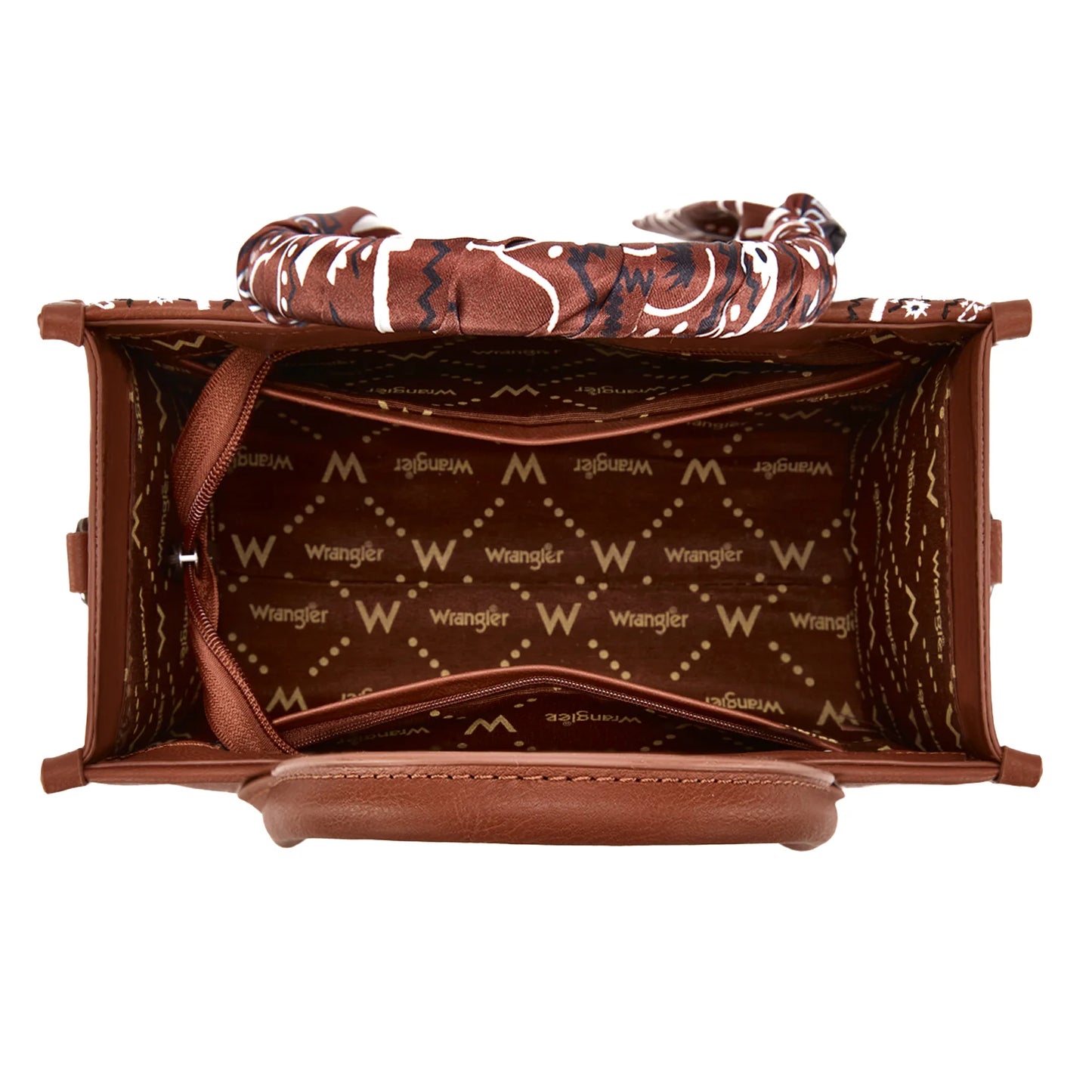 Wrangler Bandana Paisley Print Tote/Crossbody -Brown