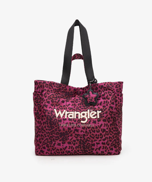 Wrangler Leopard Print Large Tote/Crossbody - Purple