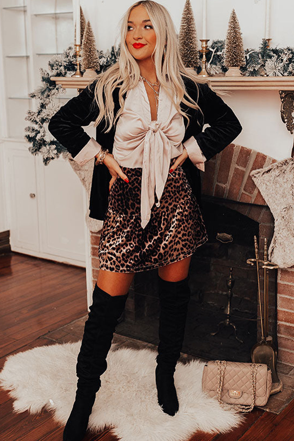 Brown Leopard Tiered Patchwork Hot Mini Skirt