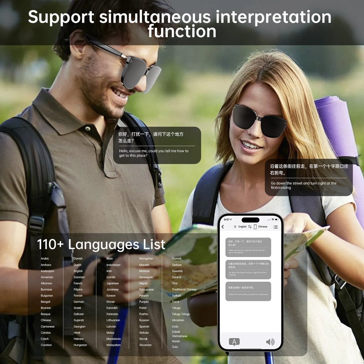 Bluetooth Sports Sunglasses with Music and Call Headphones, Smart Glasses for Men and Women