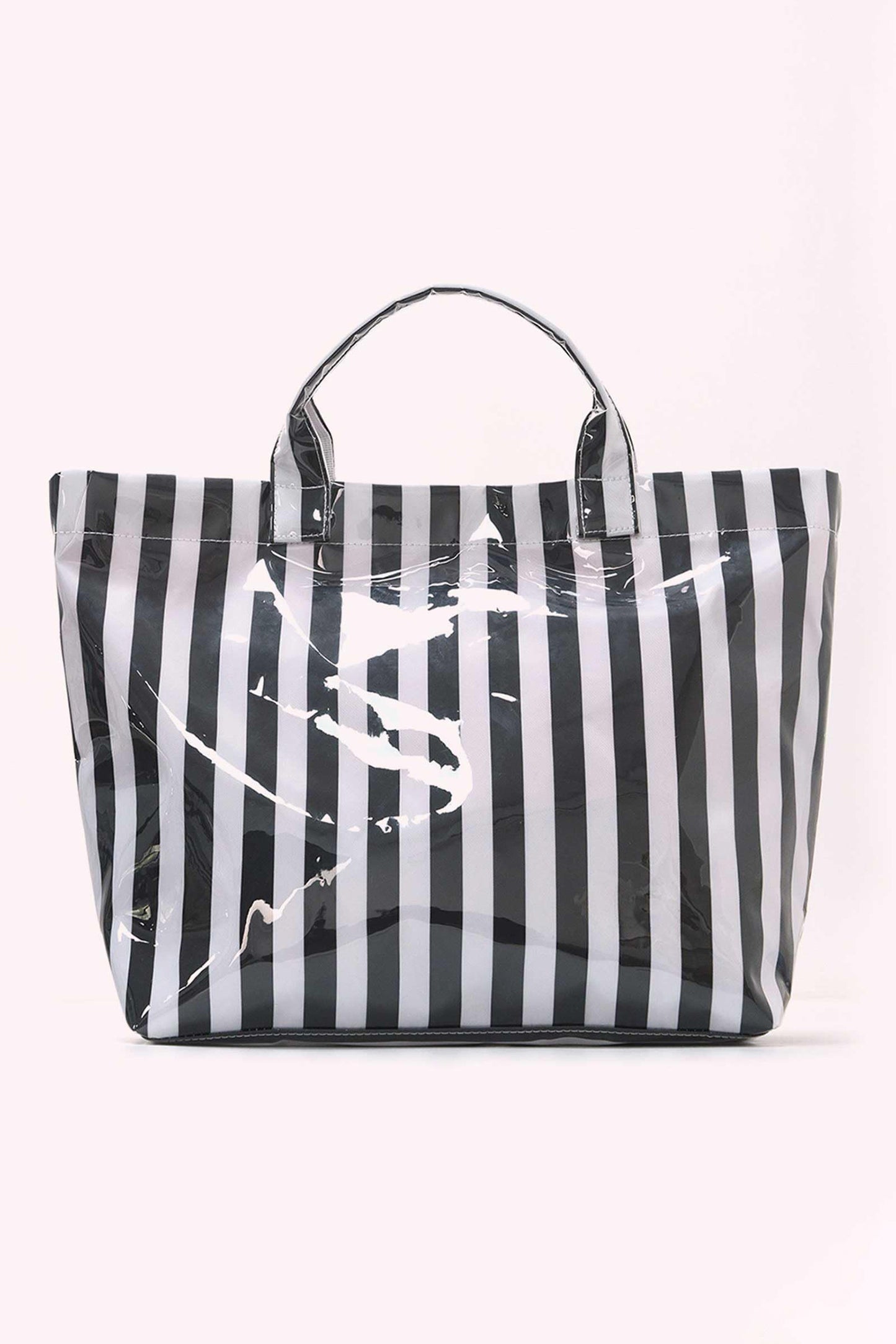 Pink Glossy Striped Vinyl Large Tote Bag