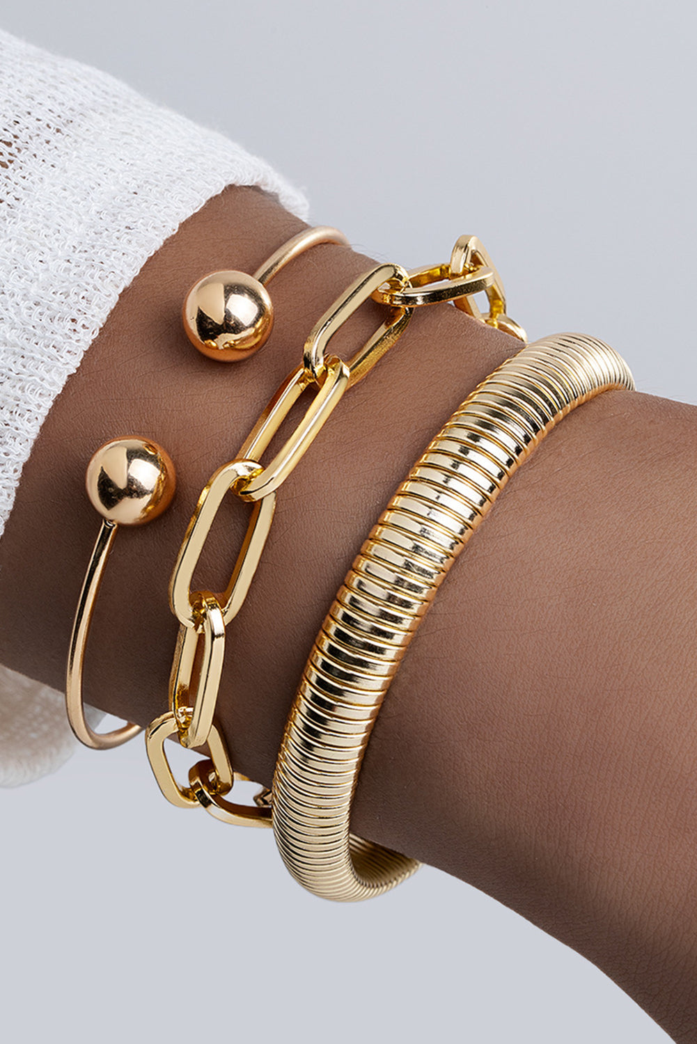 Gold 3pcs Minimalist Stackable Bracelet Set