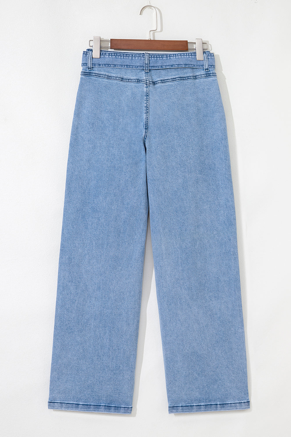 Beau Blue Vintage Washed Knot Belt Wide Leg Jeans