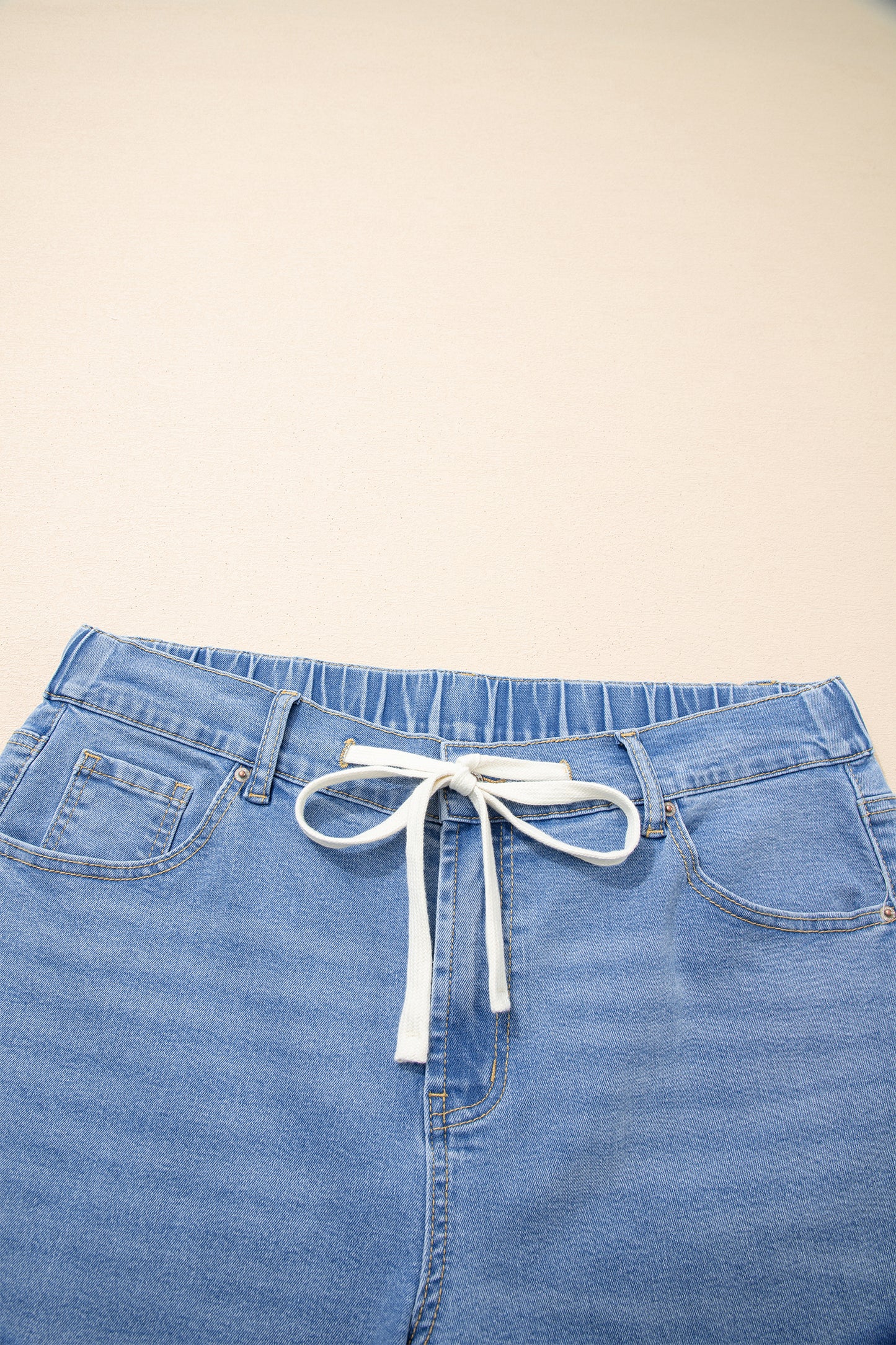 Blue Acid Wash Contrast Lace-up Plus Size Jeans