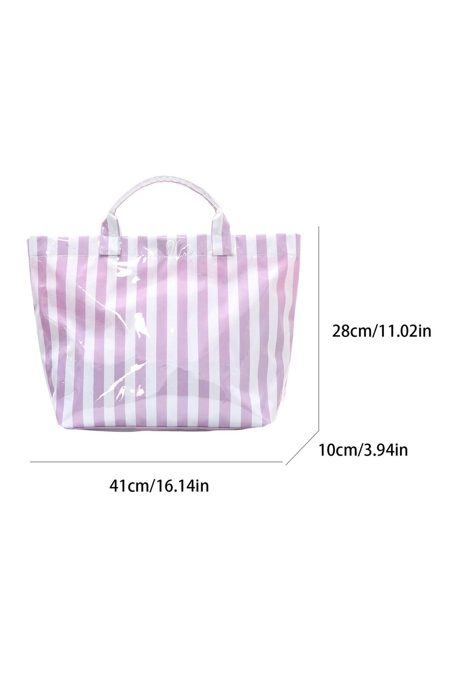 Pink Glossy Striped Vinyl Large Tote Bag