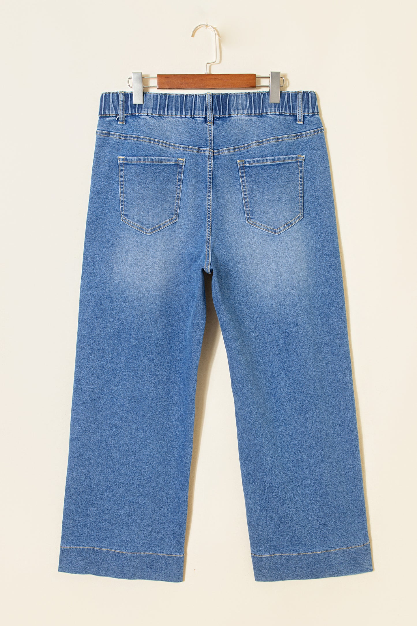 Blue Acid Wash Contrast Lace-up Plus Size Jeans