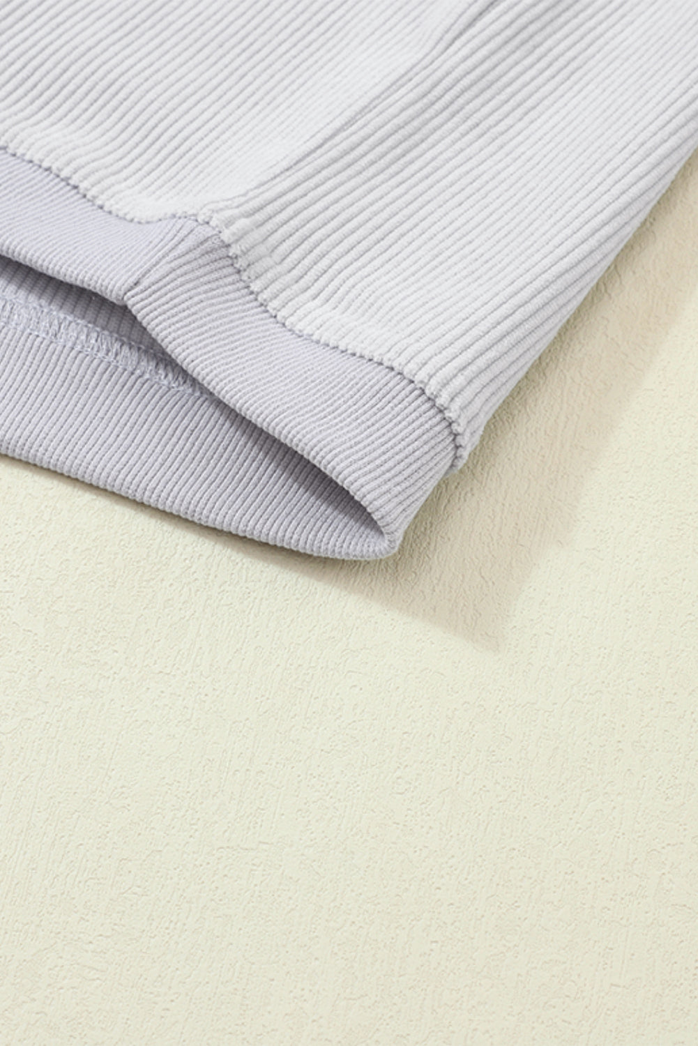 Light Pink Plain Drop Sleeve Crinkle Rib Oversized Sweatshirt