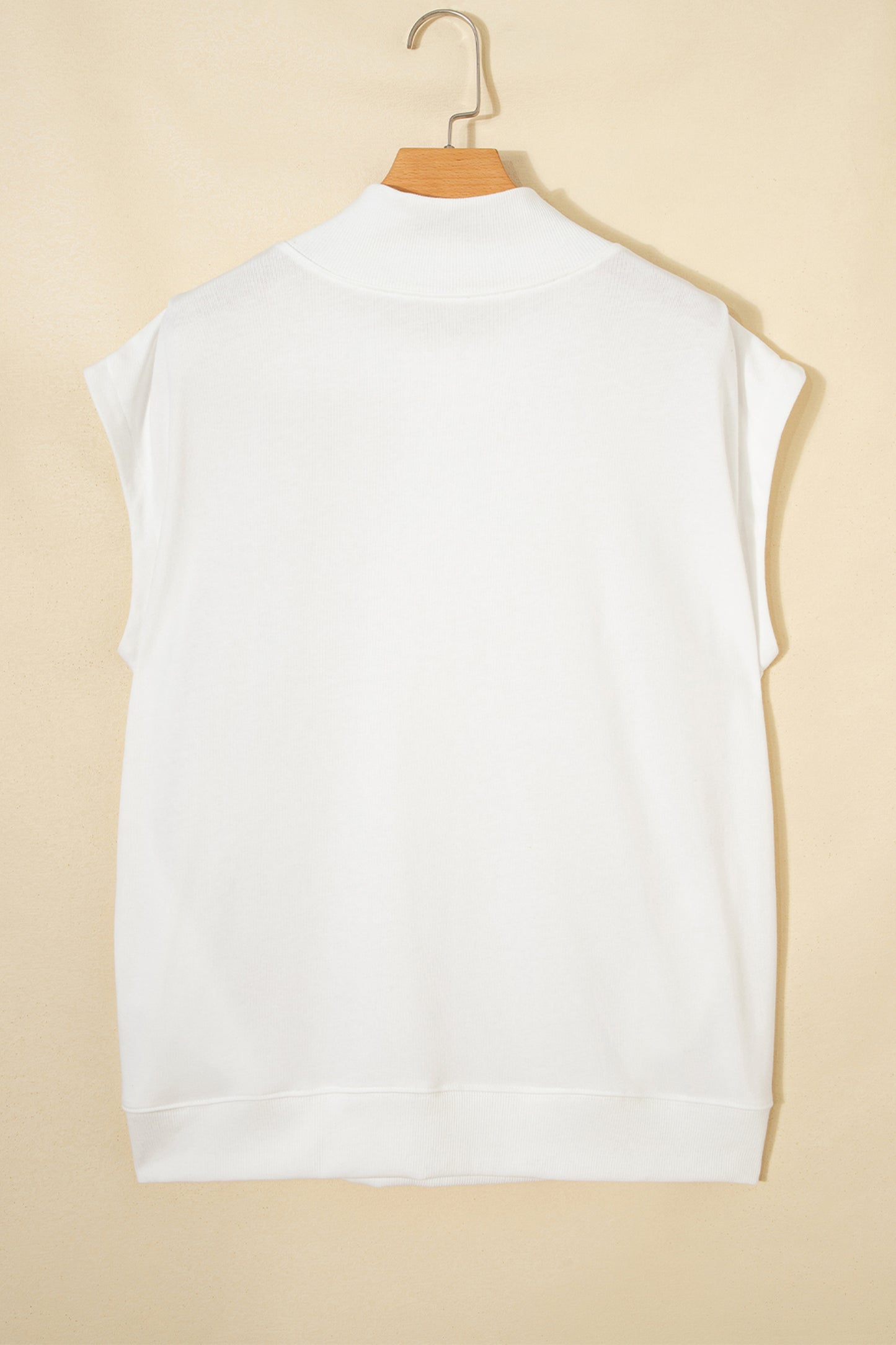 Black Solid Color High Neck Cap Sleeve Loose Top