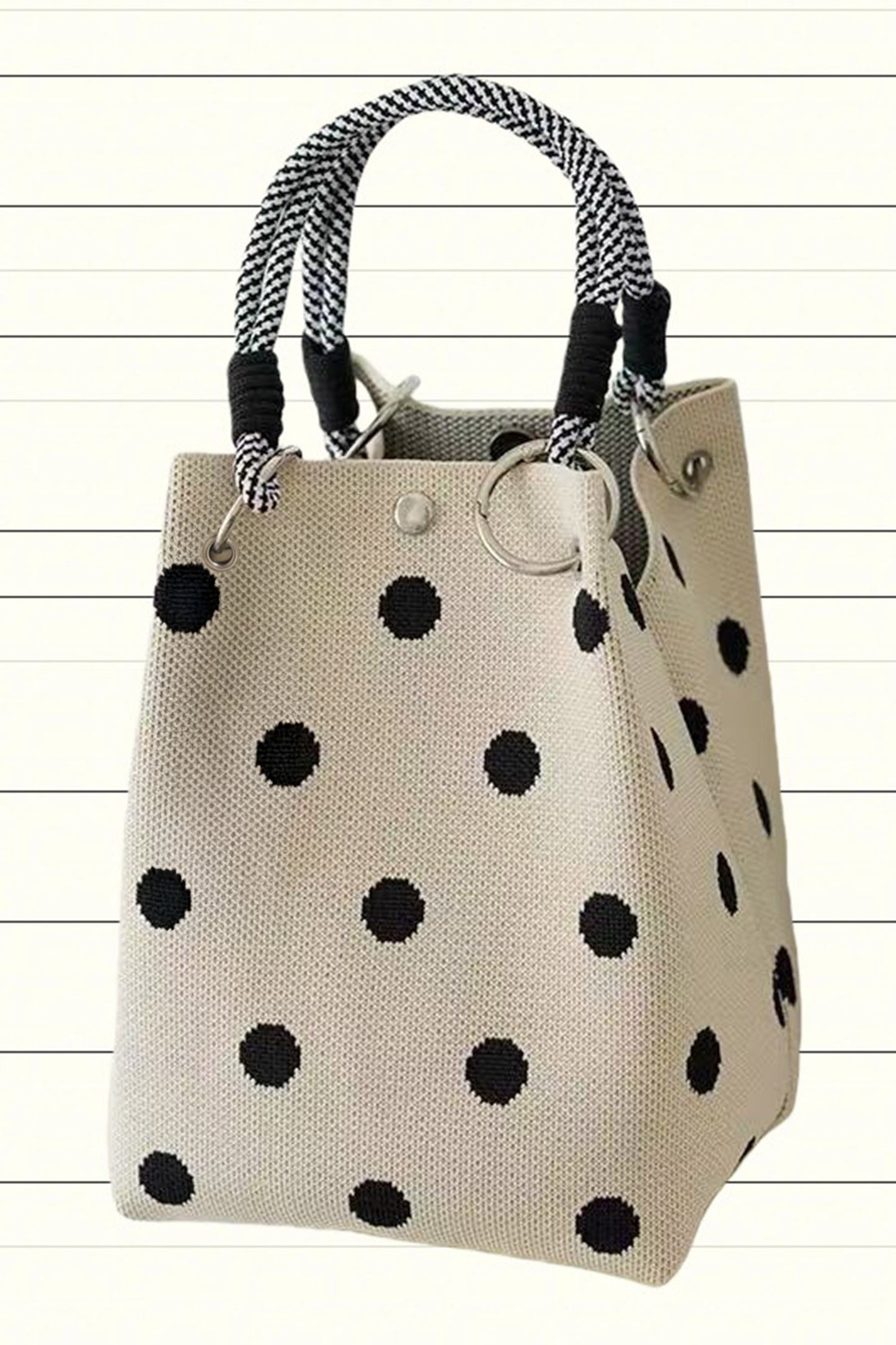 White Polka Dot Rope Handles Durable All Seasons Tote Bag
