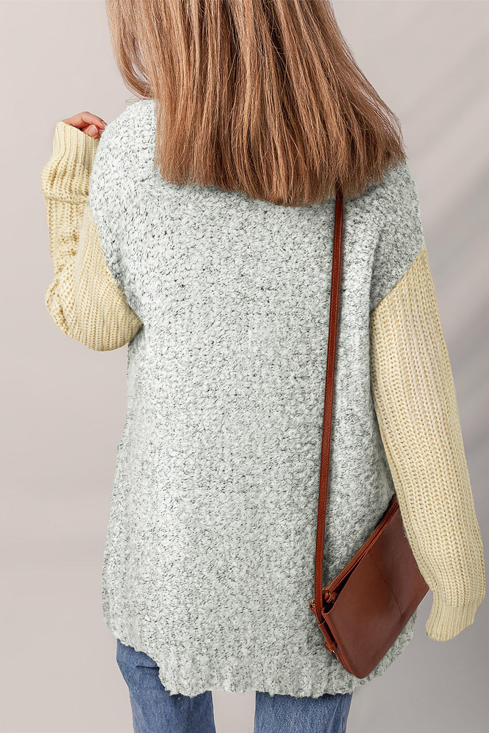 High-rise Patchwork Side Pockets Open Front Cardigan