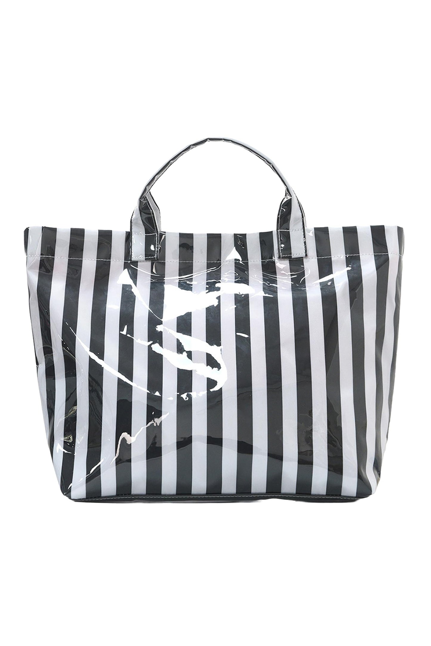 Pink Glossy Striped Vinyl Large Tote Bag