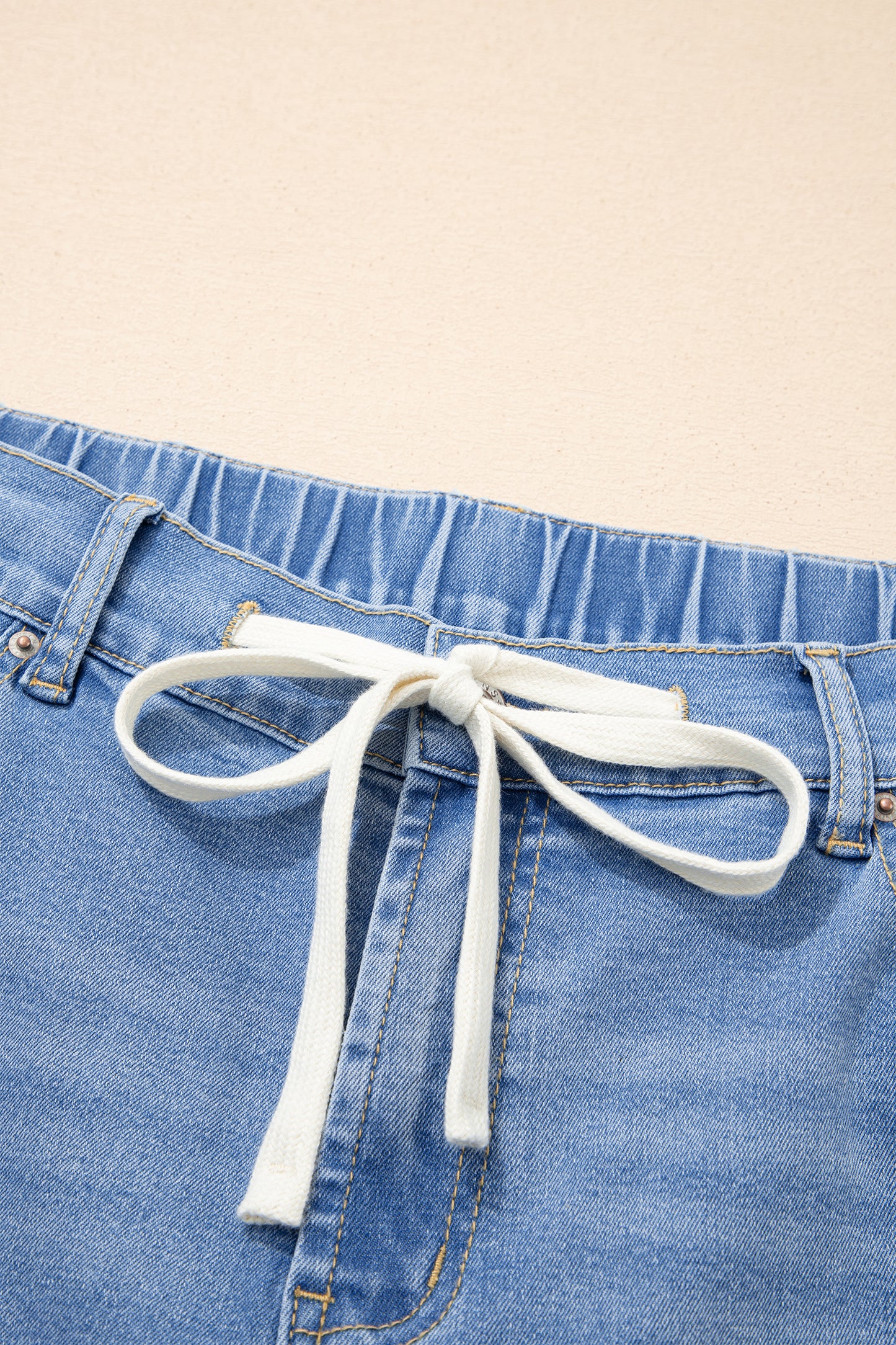 Blue Acid Wash Contrast Lace-up Plus Size Jeans