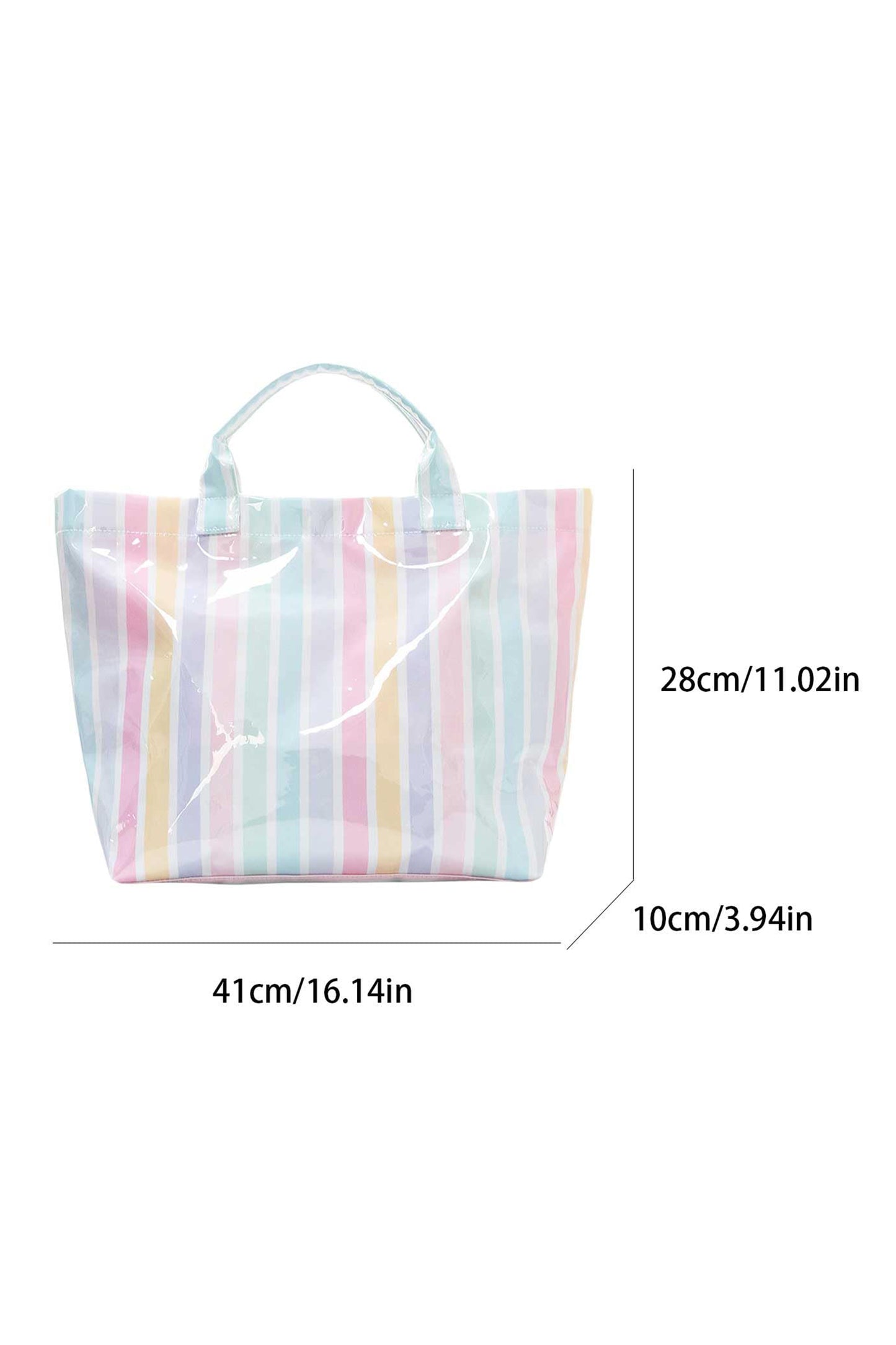 Pink Glossy Striped Vinyl Large Tote Bag