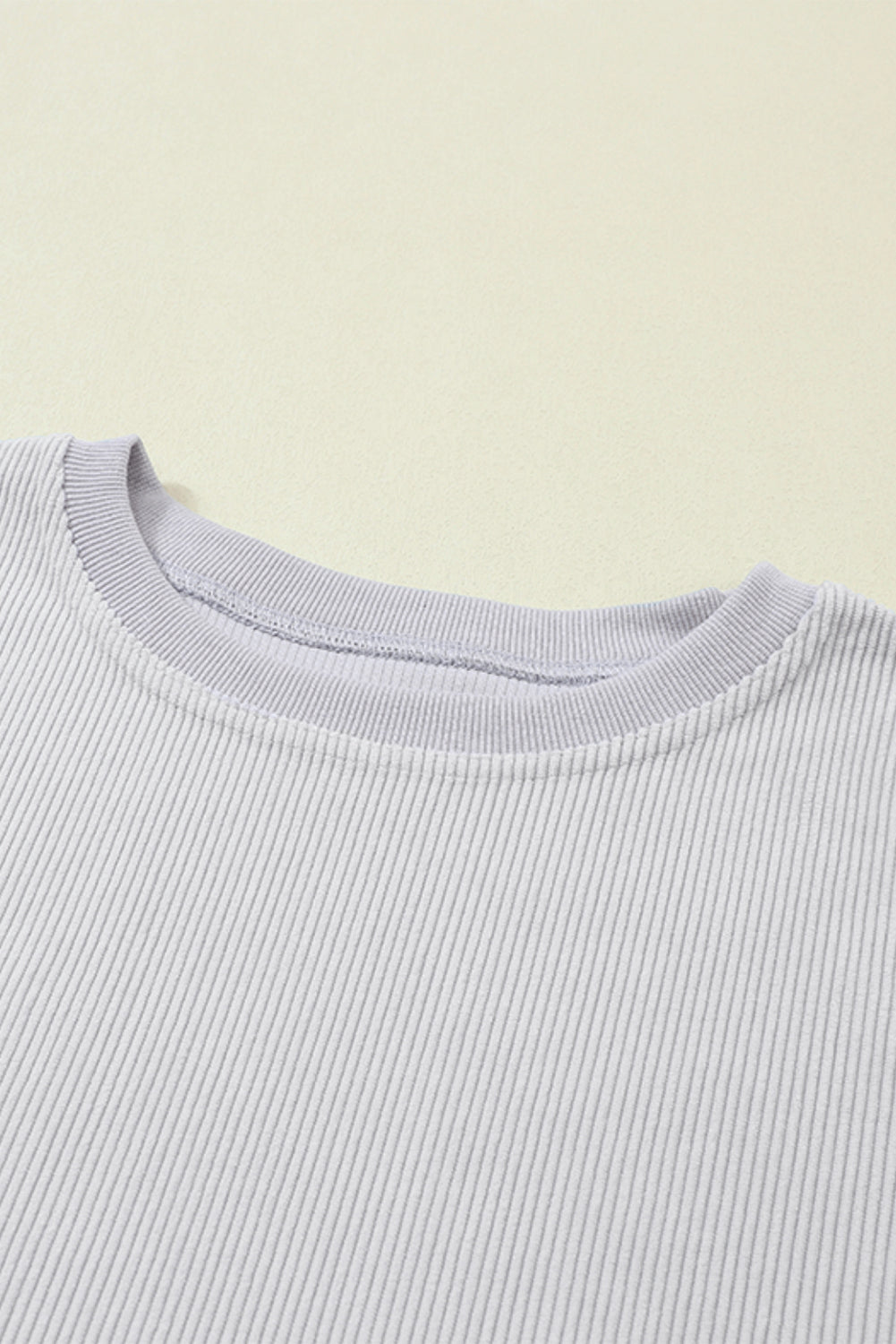 Light Pink Plain Drop Sleeve Crinkle Rib Oversized Sweatshirt