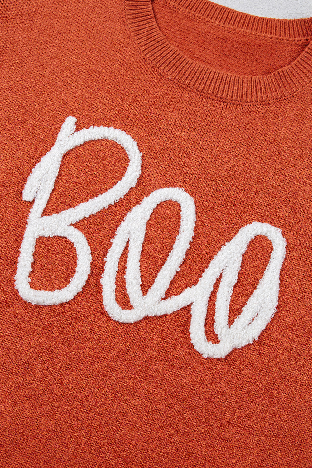 Orange Halloween Boo Drop Shoulder Knit Sweater
