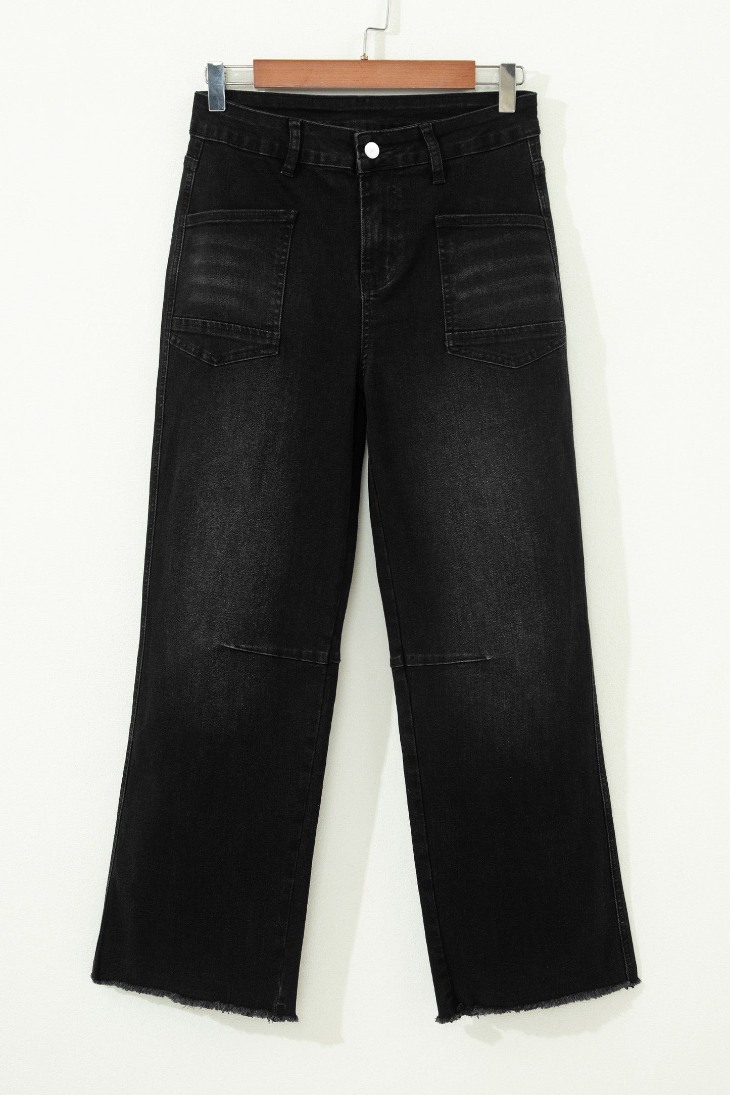 Sail Blue Frayed Cropped Straight Jeans